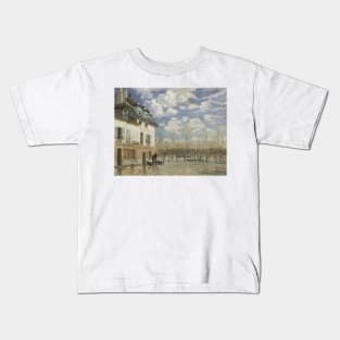 Boat in the Flood at Port Marly by Alfred Sisley Kids T-Shirt